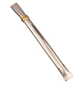 Bombilla chata de acero inoxidable con virola en blister