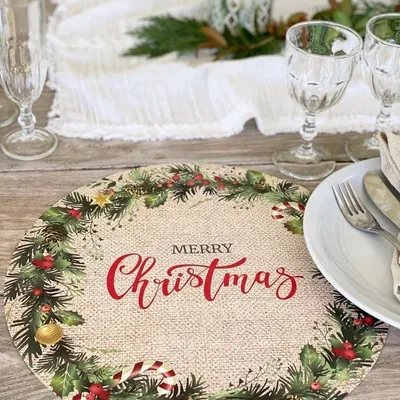 Plato de sitio de papel Navidad muérdagos x20 unidades