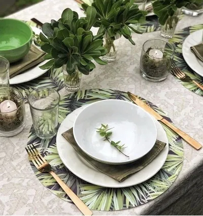 Plato de sitio de papel hojas de palmera x20 unidades
