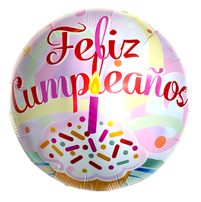 Globo redondo "Feliz cumpleaños" pastel muffin