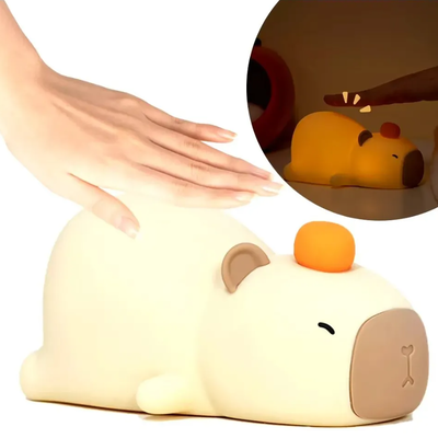 Lámpara recargable de silicona CAPIBARA CON NARANJA