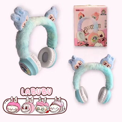 Auricular LABUBU CELESTE vincha bluetooth peludito 