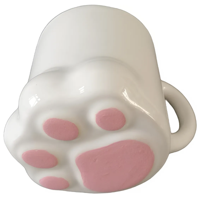 Taza 3D cerámica HUELLA-PATA DE GATO BLANCA