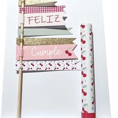 Set cake topper y bengala CHERRY