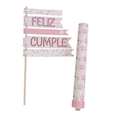 Set cake topper y bengala HUELLITA NENA