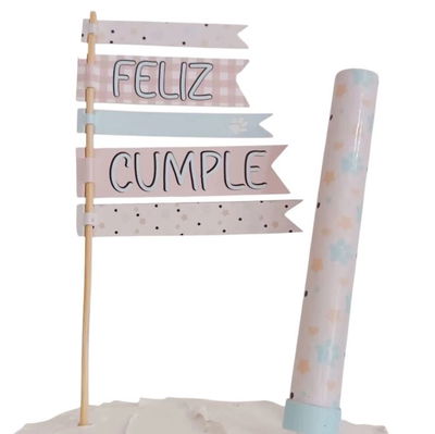 Set cake topper y bengala HUELLITA NENE