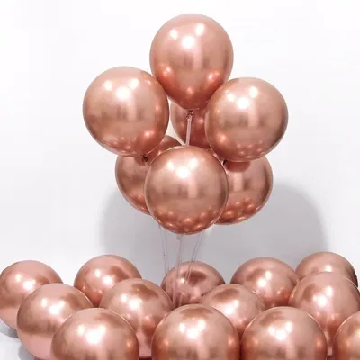 Globos cromados rosa gold 12" x5 unidad
