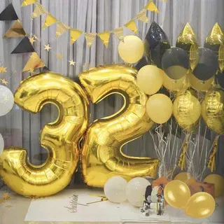 Globos números dorados N0 80cm 32" x1 unidad