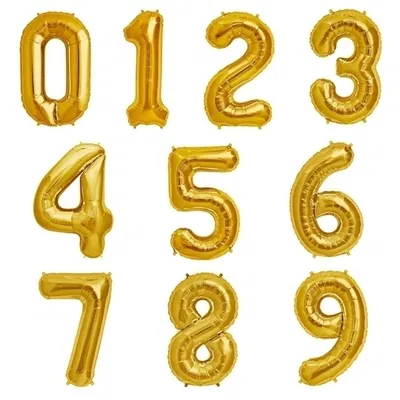 Globos números dorados N2 35cm x1 unidad