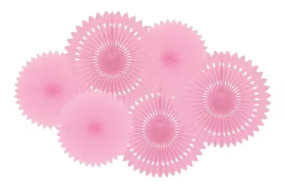 Kit x6 rosetas abanicos tonos ROSADOS x6 unidades