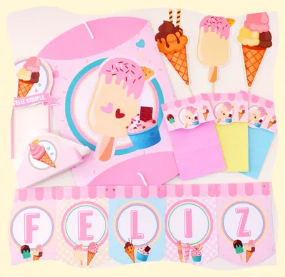 Artículos BANDERÍN FELIZ CUMPLEAÑOS heladitos