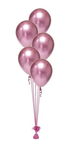 Globos cromados rosa 12" x5 unidad