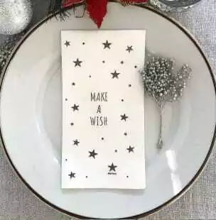 Servilleta de papel PLATEADO Make a Wish simil tela x12 unidades 33x40cm