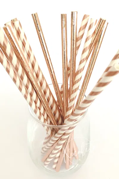 Sorbete combinado gold rosé x24 unidades (12 lisos y 12 con rayas)