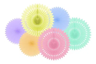 Kit x6 abanicos multicolor pastel x6 unidades