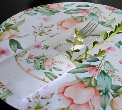 Plato de sitio de papel primavera x24 unidades