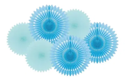 Kit x6 rosetas abanicos tonos CELESTES x6 unidades