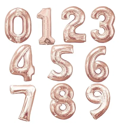 Globo números gold rosé N5 16". 40cm