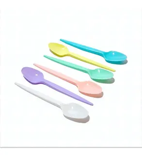 Cuchara ROSA PASTEL de plástico descartables x10 unidades