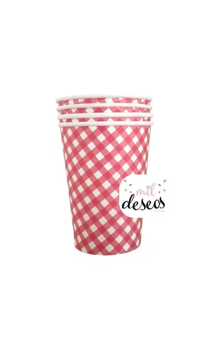 Vaso cuadritos rojo x10 unidades