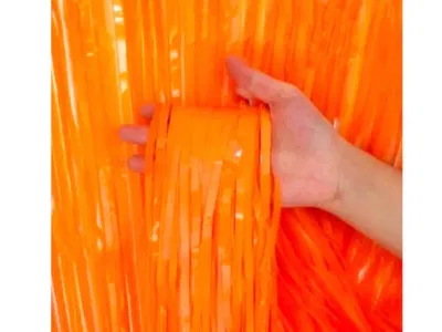 Cortina de flecos metalizada naranja