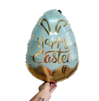 Globo huevo de pascua celeste "happy caster" 50cm aprox.