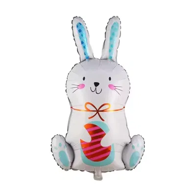 Globo conejo de pascua blanco con huevo 75cm aprox.