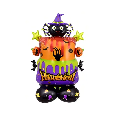 Globo halloween brujita violeta con base, enorme, 1.20mts