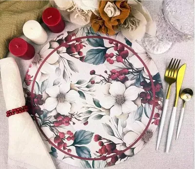 Plato de sitio de papel magnolia navideña x24 unidades