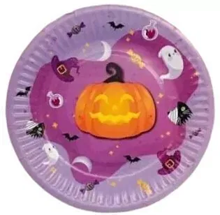 Plato calabaza halloween x8 unidades