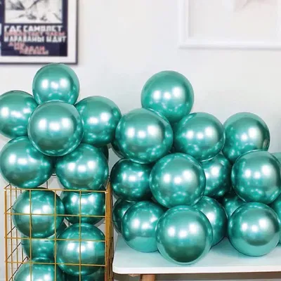 Globos cromados verde esmeralda 10" x5 unidad