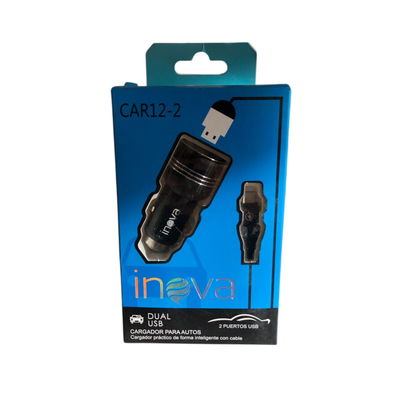 Cargador INOVA 12v 3.1A con 2 USB (CAR12-2)