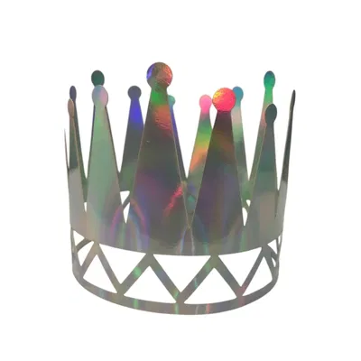 Corona de papel PLATEADA con puntas 20cm x4 unidades