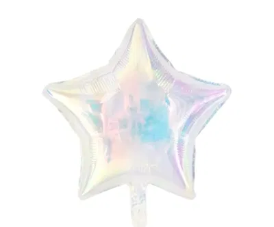 Globo estrella iridiscente blanca 45cm aprox.