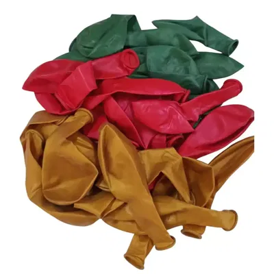 Kit de globo 10" x30 unidades navidad VINTAGE (rojo, verde oliva y dorado perlado)