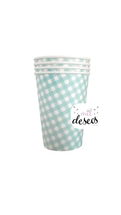 Vaso cuadritos celeste pastel x10 unidades