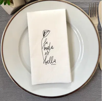 Servilleta de papel simil tela "La Vida es Bella" x12 unidades 33x40cm