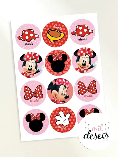 Sticker Minnie rojo x12