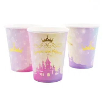 Vaso de papel castillo de princesa x6 unidades