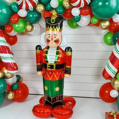 Globo cascanueces rojo 80cm con base