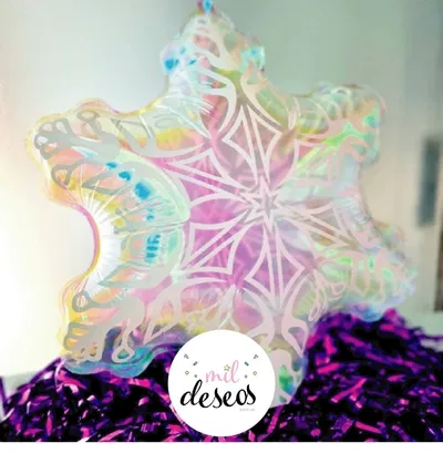 Globo copo de nieve iridiscente 45cm