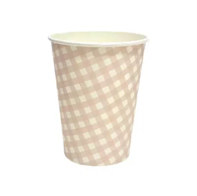 Vaso cuadritos rosa pastel x10 unidades