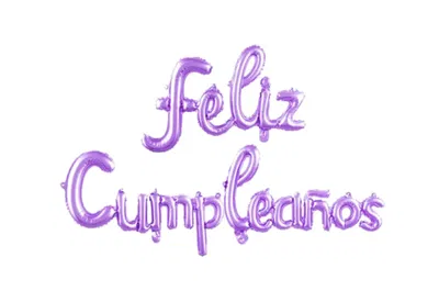 Globo frase cursiva "feliz cumpleaños" LILA