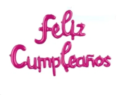 Globo frase cursiva "feliz cumpleaños" FUCSIA