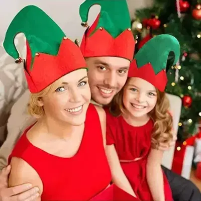 Gorro elfo navideño con cascabeles x1 unidad