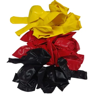 Kit de globos de 10" x30 unidades (amarillo, rojo, negro)
