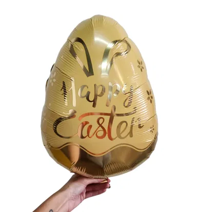 Globo huevo de pascua natural "happy caster" 50cm aprox.