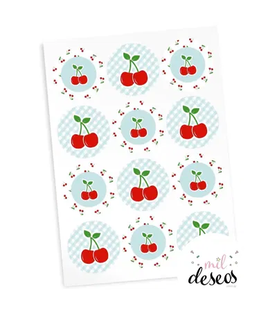 Sticker cheery cereza x12 unidades
