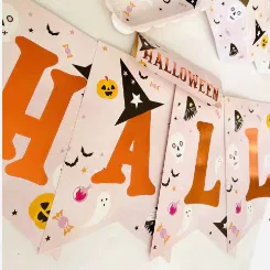 Banderín "Halloween" rosa