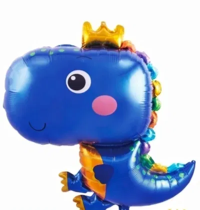 Globo dino corona azul 70cm aprox